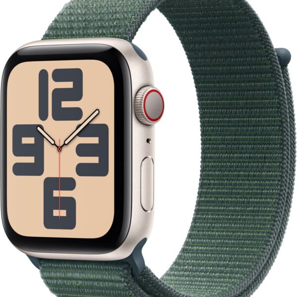 Apple Watch SE 2022 Apple Watch SE 2022 4G 44 mm blanco estrella correa Loop deportiva verde lago