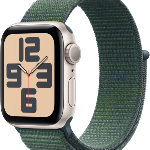 Apple Watch SE 2022 GPS 40 mm blanco estrella correa Loop deportiva verde lago