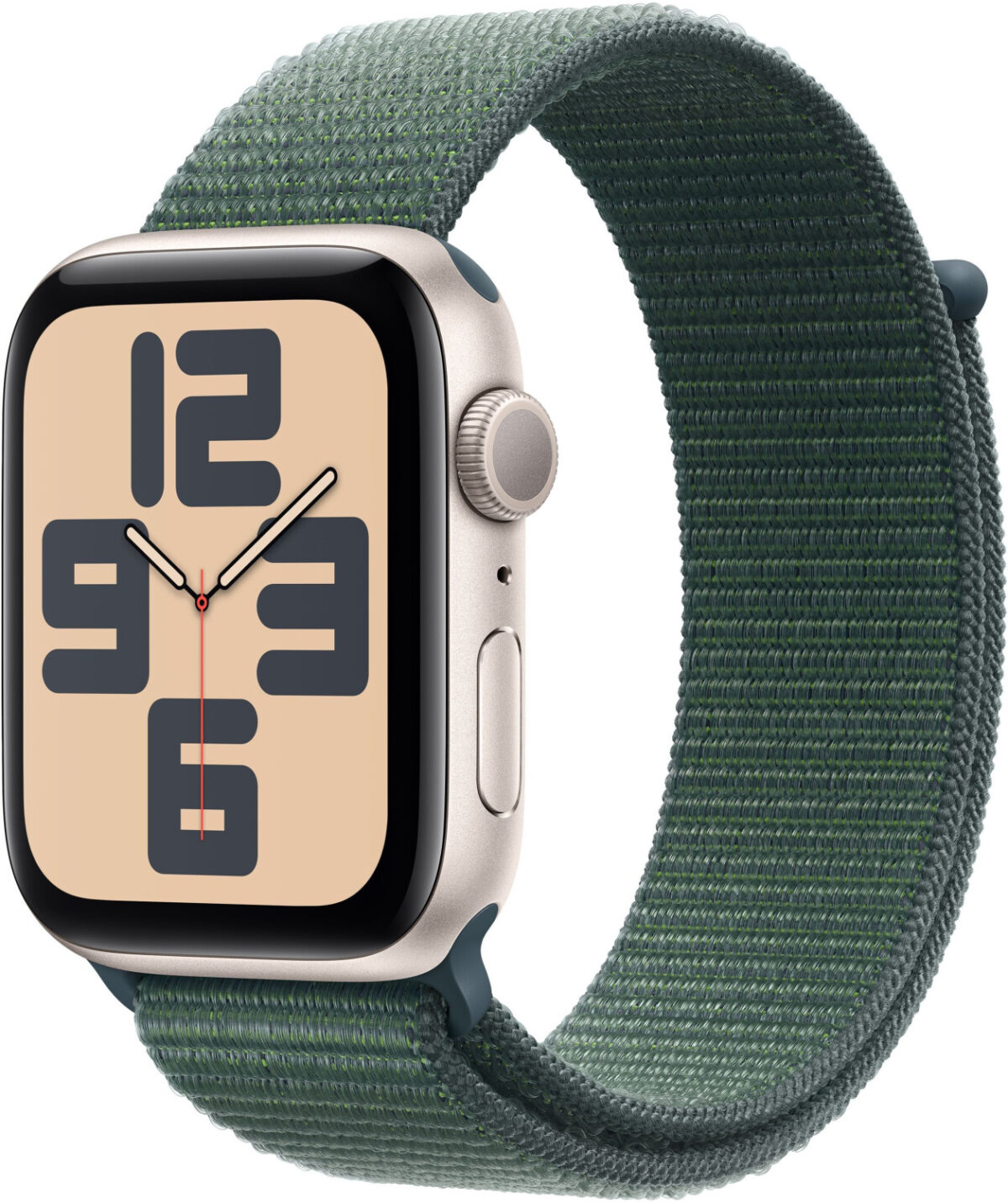 Apple Watch SE 2022 GPS 44 mm blanco estrella correa Loop deportiva verde lago