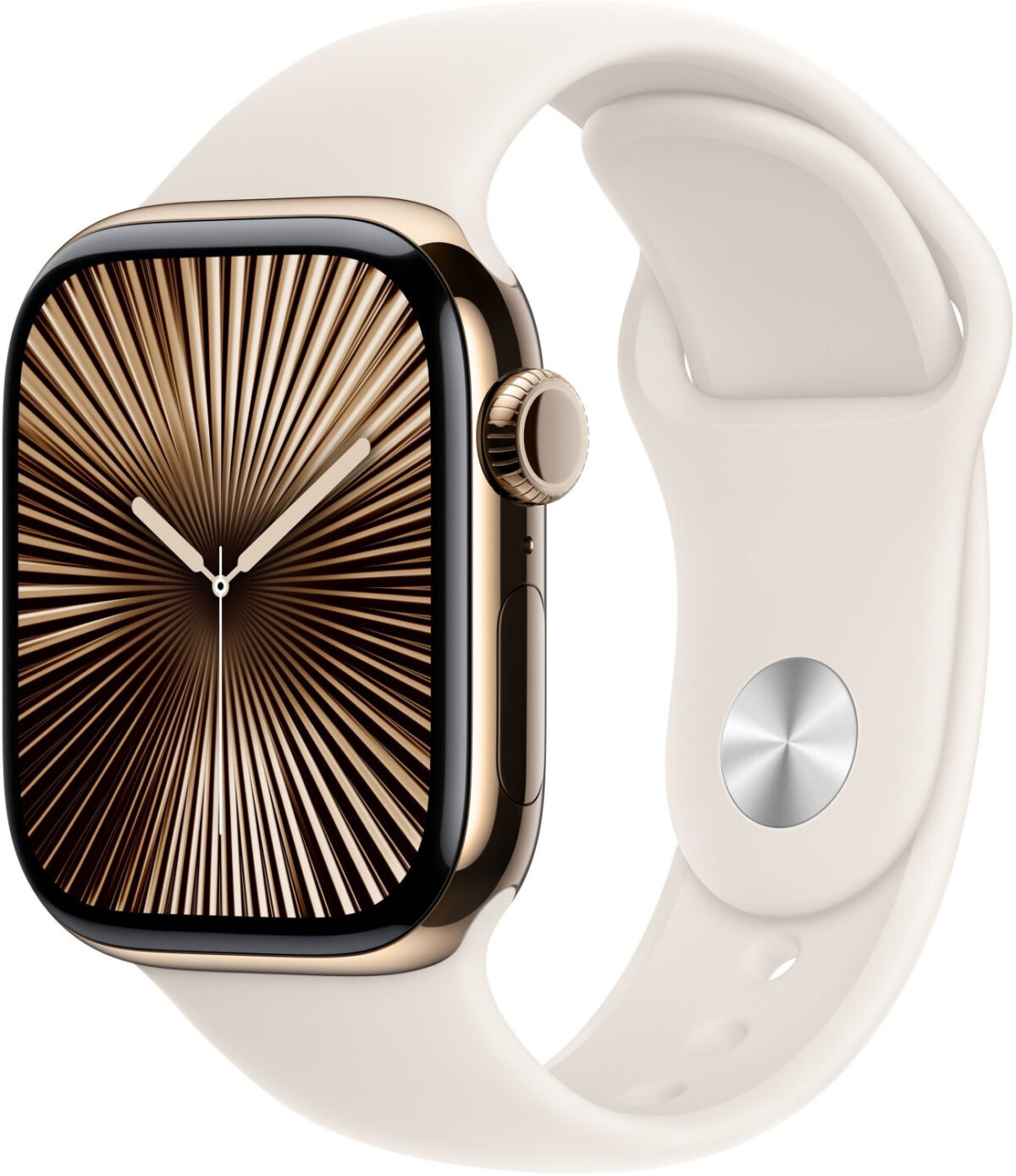 Apple Watch Series 10 4G 42 mm titanio dorado correa deportiva blanco estrella M/L