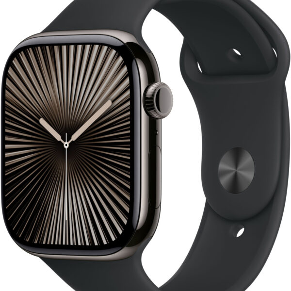 Apple Watch Series 10 4G 46 mm titanio pizarra correa deportiva negra S/M