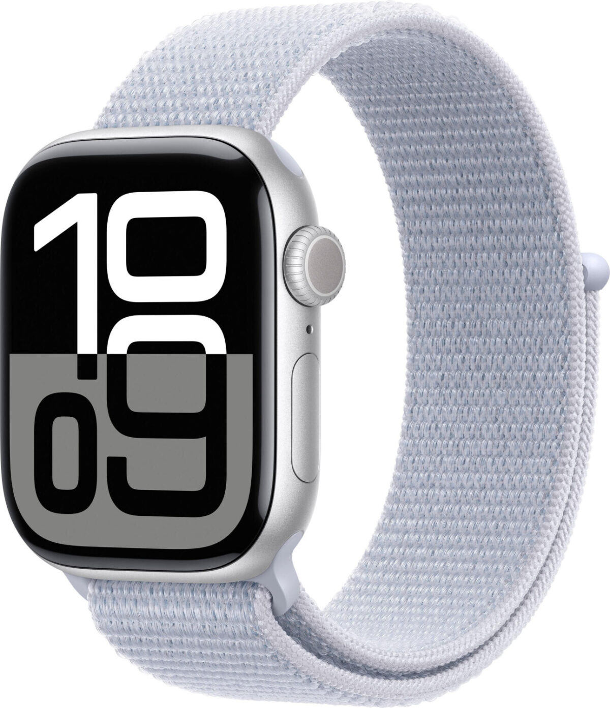 Apple Watch Series 10 GPS 42 mm aluminio plateado correa loop deportiva azul nube