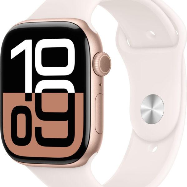 Apple Watch Series 10 GPS 46 mm aluminio oro rosa correa deportiva rosa rubor M/L