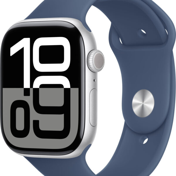 Apple Watch Series 10 GPS 46 mm aluminio plateado correa deportiva azul denim M/L