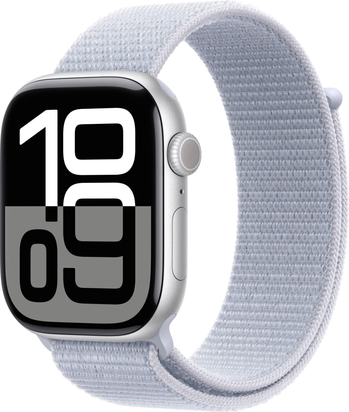 Apple Watch Series 10 GPS 46 mm aluminio plateado correa loop deportiva azul nube