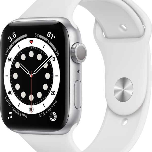 Apple Watch Series 6 44 mm aluminio plateado correa deportiva blanco