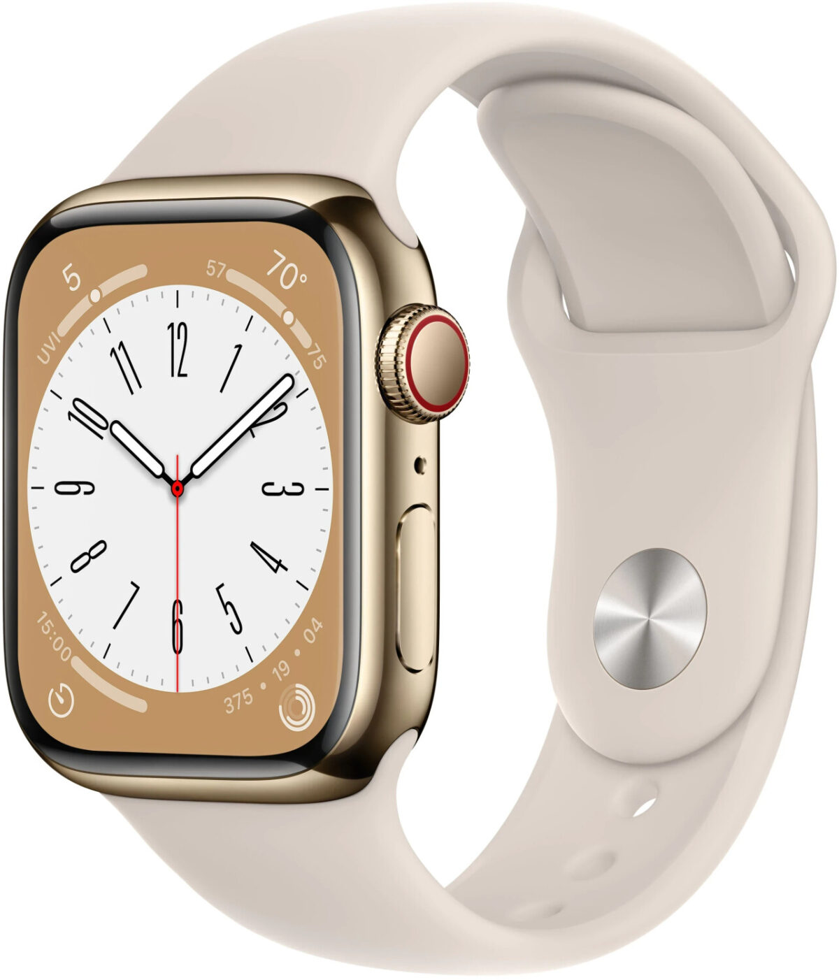 Apple Watch Series 8 4G 41 mm acero inoxidable dorado correa deportiva beige