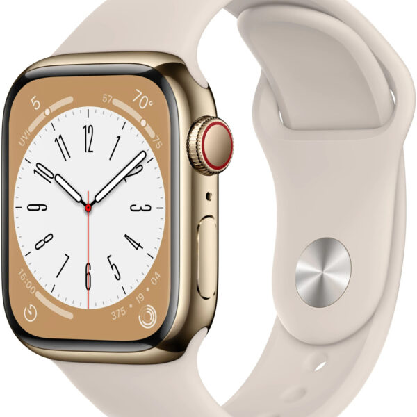 Apple Watch Series 8 4G 41 mm acero inoxidable dorado correa deportiva beige