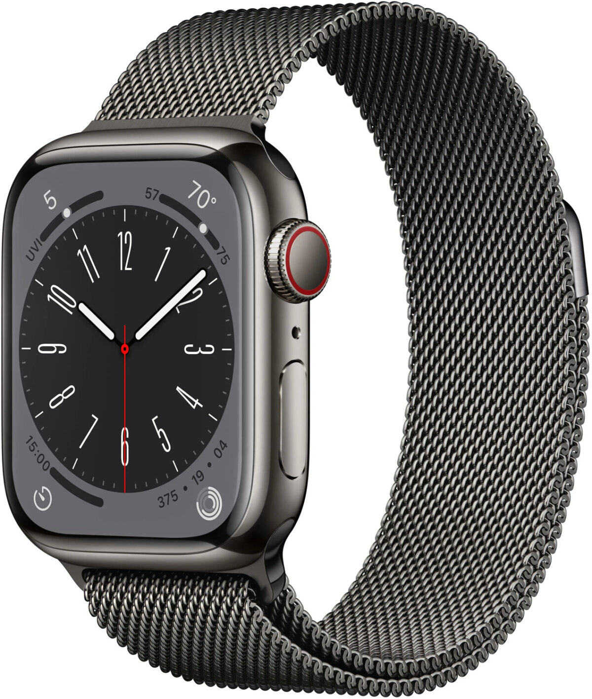 Apple Watch Series 8 4G 41 mm acero inoxidable grafito correa milanese loop negra