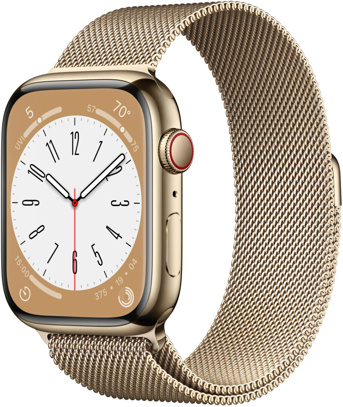 Apple Watch Series 8 4G 45 mm acero inoxidable dorado correa milanese loop dorada