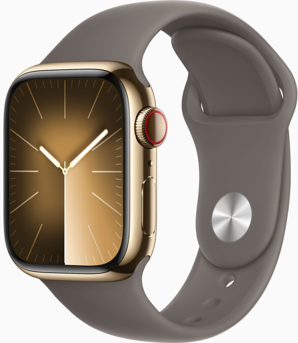 Apple Watch Series 9 4G 41 mm acero inoxidable dorado correa deportiva arcilla M/L