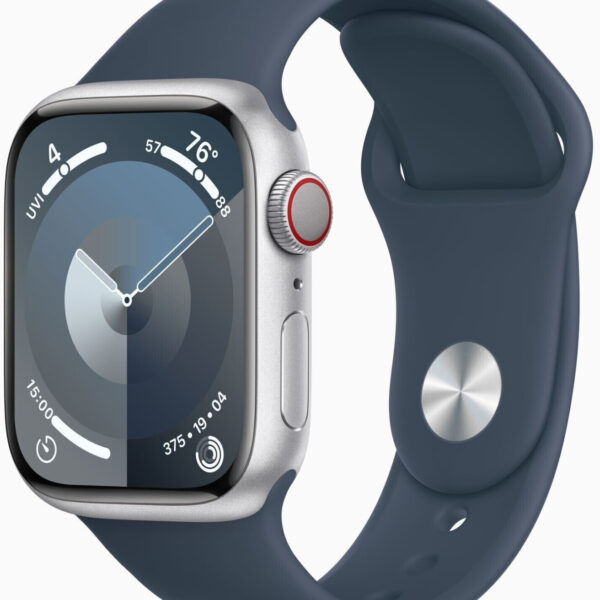 Apple Watch Series 9 4G 41 mm aluminio plateado correa deportiva azul tempestad S/M