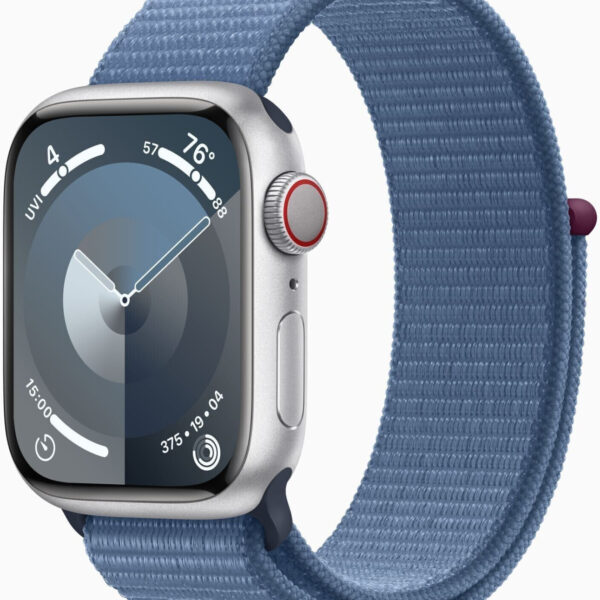 Apple Watch Series 9 4G 41 mm aluminio plateado correa loop deportiva azul invierno