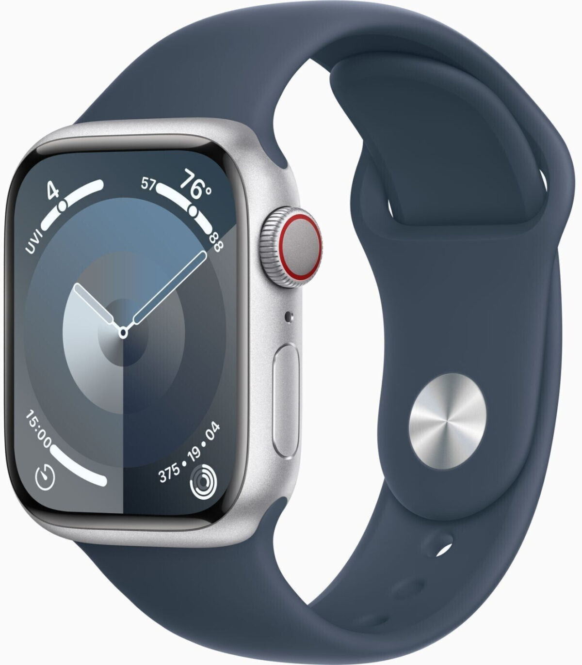 Apple Watch Series 9 4G 45 mm aluminio plateado correa deportiva azul tempestad M/L