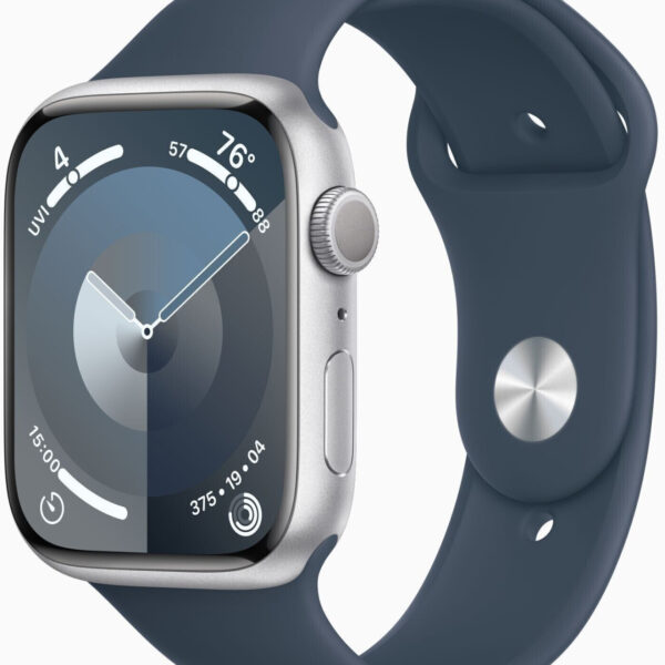 Apple Watch Series 9 GPS 45mm aluminio plateado correa deportiva azul tormenta M/L