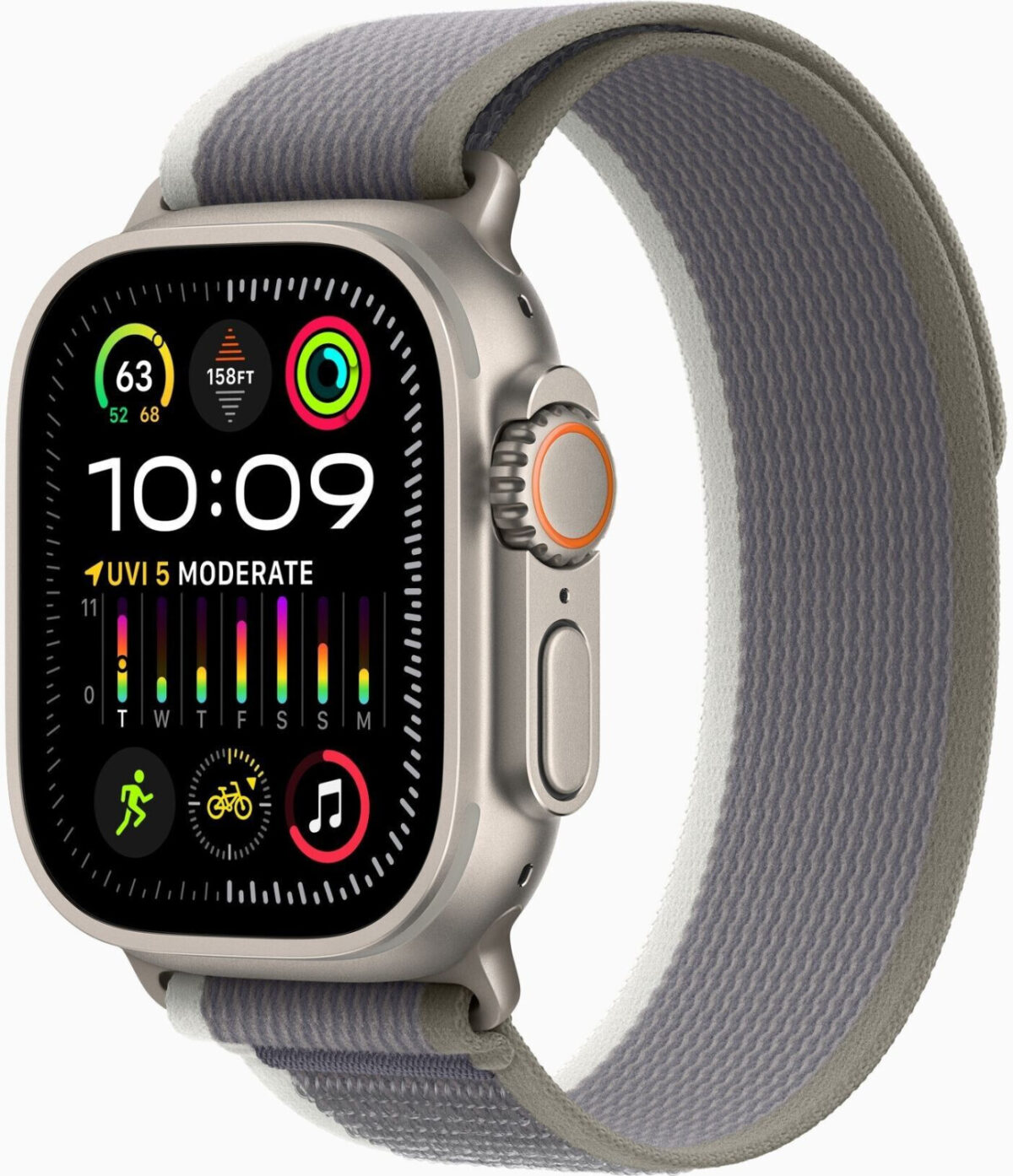 Apple Watch Ultra 2 titanio correa loop Trail verde/gris M/L