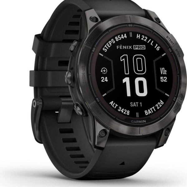 Garmin fēnix® 7 Pro Sapphire Solar Carbon Gray Titanium + Black Band Nuevo