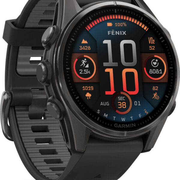 Garmin fenix 8 43mm AMOLED Sapphire Carbon grey titanium Black/pebble grey silicone band Nuevo