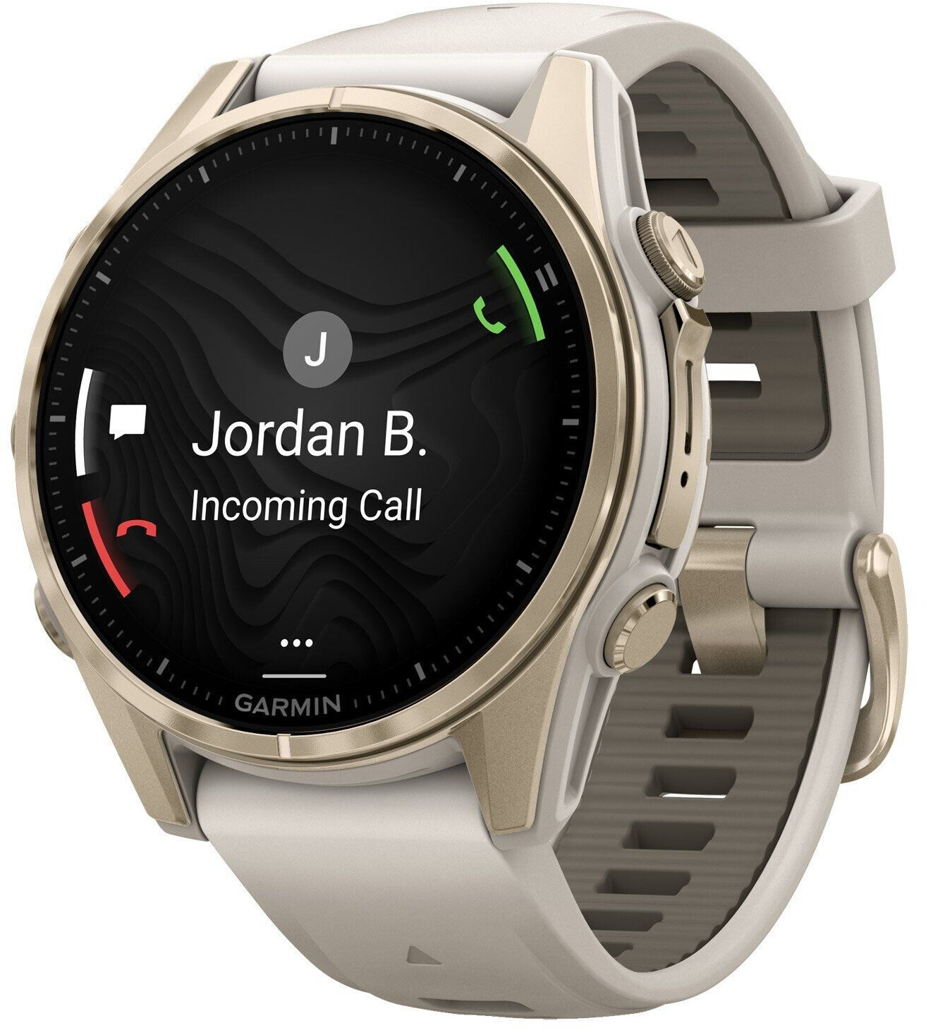Garmin fenix® 8 43mm AMOLED Sapphire Soft Gold Fog grey/dark sandstone silicone band
