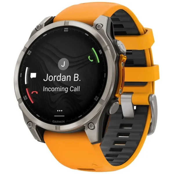 Garmin fenix® 8 47mm AMOLED Sapphire Titanium Spark orange/graphite silicone band Nuevo