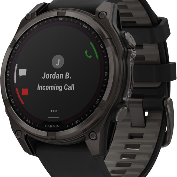 Garmin fenix® 8 47mm Solar Sapphire Carbon grey titanium Black/pebble grey silicone band