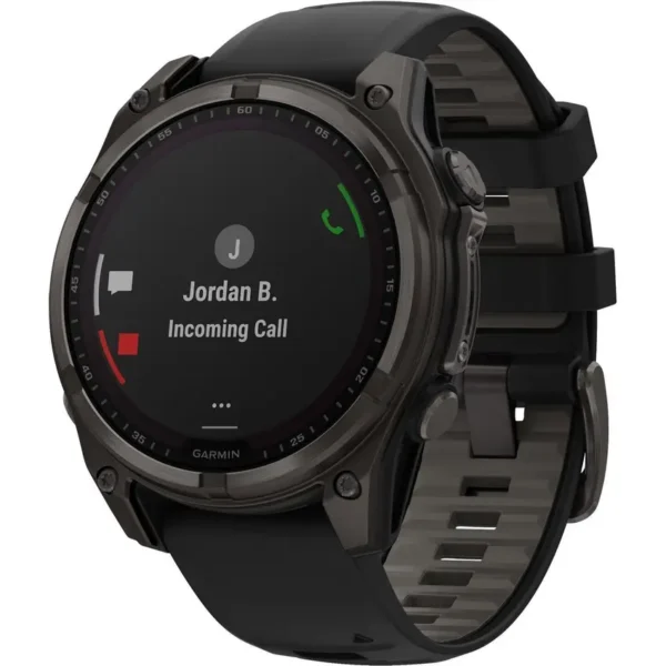 Garmin fenix® 8 47mm Solar Sapphire Carbon grey titanium Black/pebble grey silicone band Nuevo