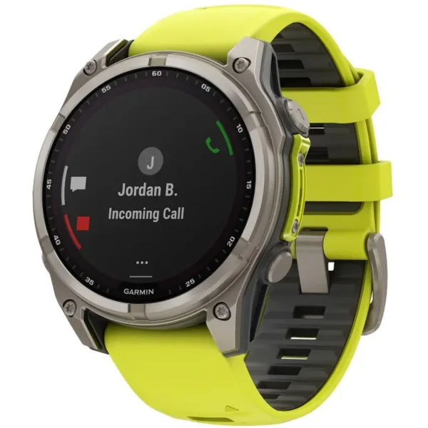 Garmin fenix® 8 47mm Solar Sapphire Titanium Amp yellow/graphite silicone band Nuevo