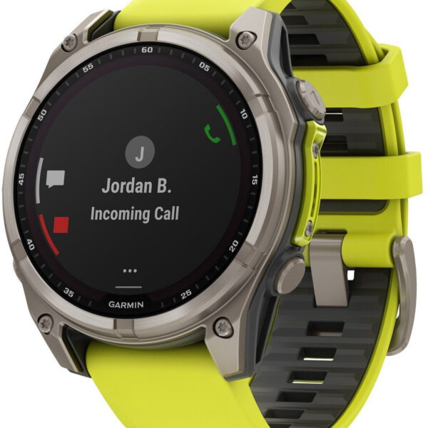 Garmin fenix® 8 47mm Solar Sapphire Titanium Amp yellow/graphite silicone band