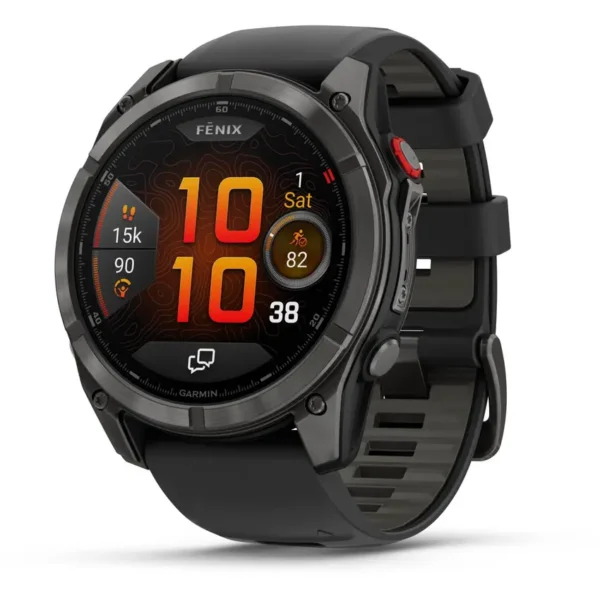 Garmin fenix® 8 Pro 51mm AMOLED Sapphire Carbon grey DLC titanium Black/pebble grey silicone band - Nuevo