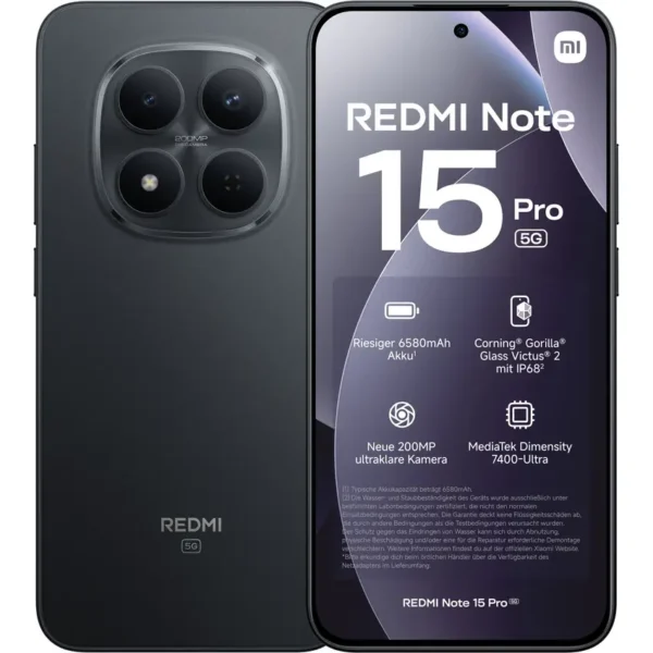 Xiaomi Redmi Note 15 Pro 5G 8GB 256GB negro - Nuevo